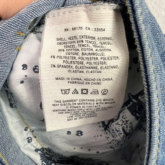 Pilcro and the Letterpress Jeans Womens 32 Blue Script Two Tone Step Raw Hem - Picture 11 of 12